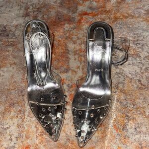 Christian louboutin 3 inch heels Silver